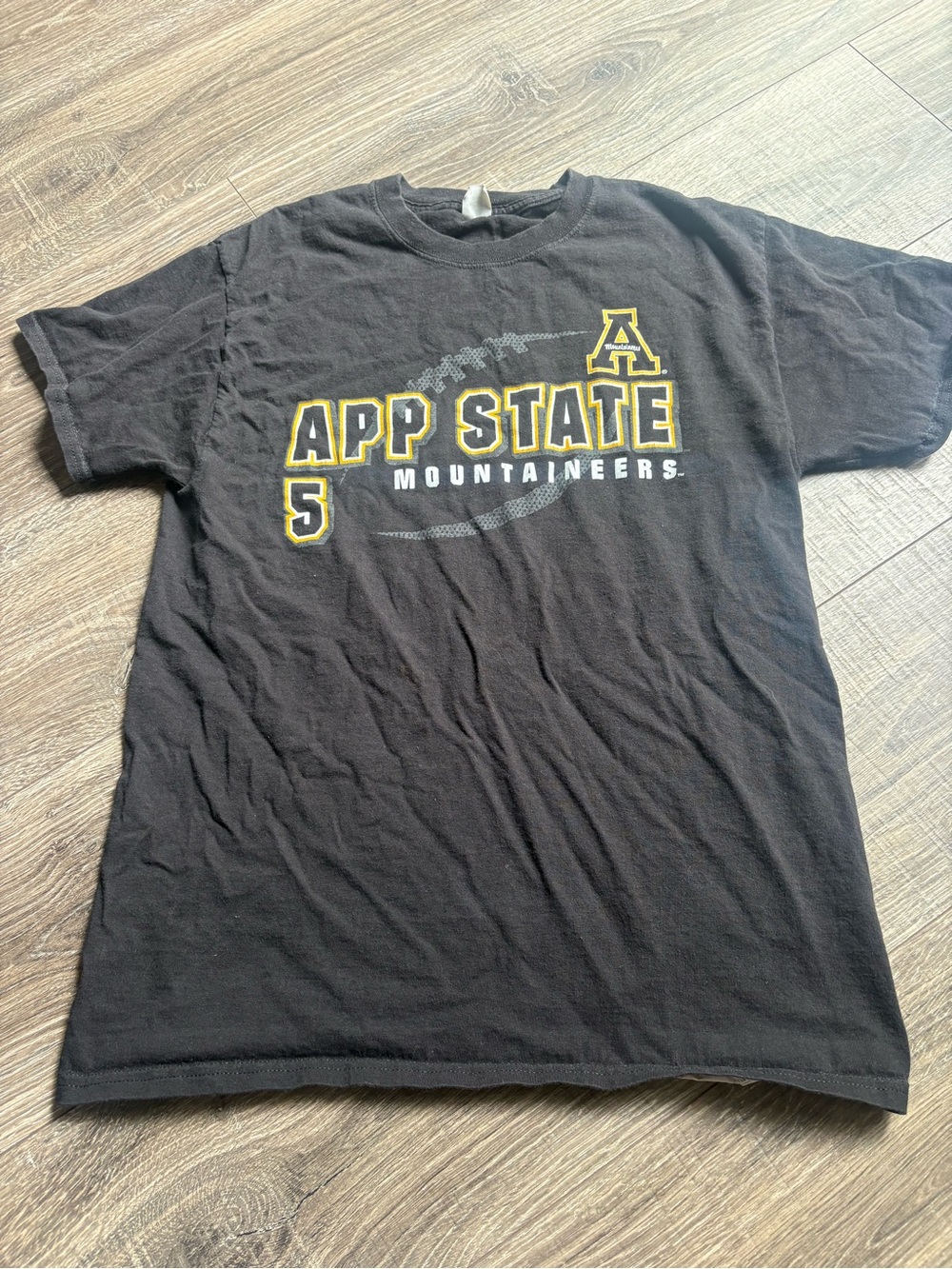 Hanes Black App State Mountaineers Graphic Tee with Yellow Accents (Noel #5)